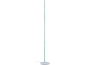 Lampadaire blanc et élancé avec lumière verte.