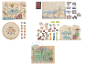 Un assortiment de jouets en bois pour enfants, comprenant des labyrinthes, des puzzles et des jeux de laçage.