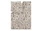 Parure de lit florale avec un fond beige et de grandes fleurs roses et blanches.