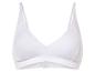 Un soutien-gorge blanc côtelé avec des bretelles larges.