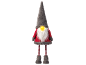 Gnome décoratif de Noël avec chapeau gris, barbe blanche et nez lumineux jaune.