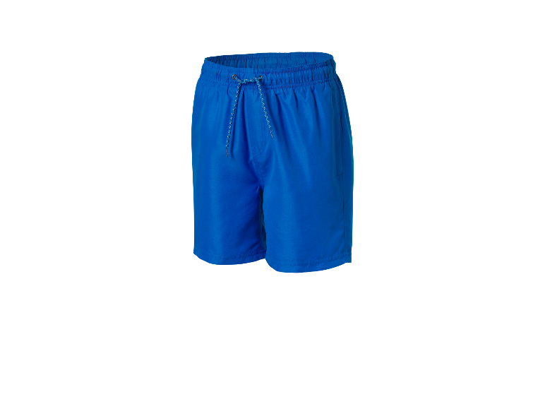 Short de bain bleu vif avec cordon.