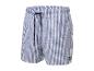 Short de bain homme rayé bleu et blanc avec cordon de serrage.