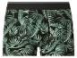 Boxer pour hommes avec ceinture noire et imprimé feuilles de palmier vertes.