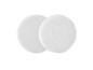 Deux chiffons ronds en microfibre blancs.