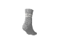 Chaussette grise avec deux rayures blanches et picots antidérapants sur la semelle.