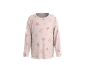 Haut à manches longues rose clair pour enfants avec motif étoiles.