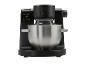 Robot de cuisine noir avec bol en acier inoxydable et affichage numérique.