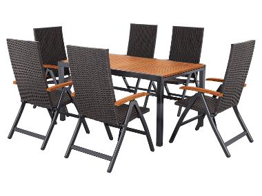 LIVARNO home Table de jardin + Lot de 6 fauteuils Valencia