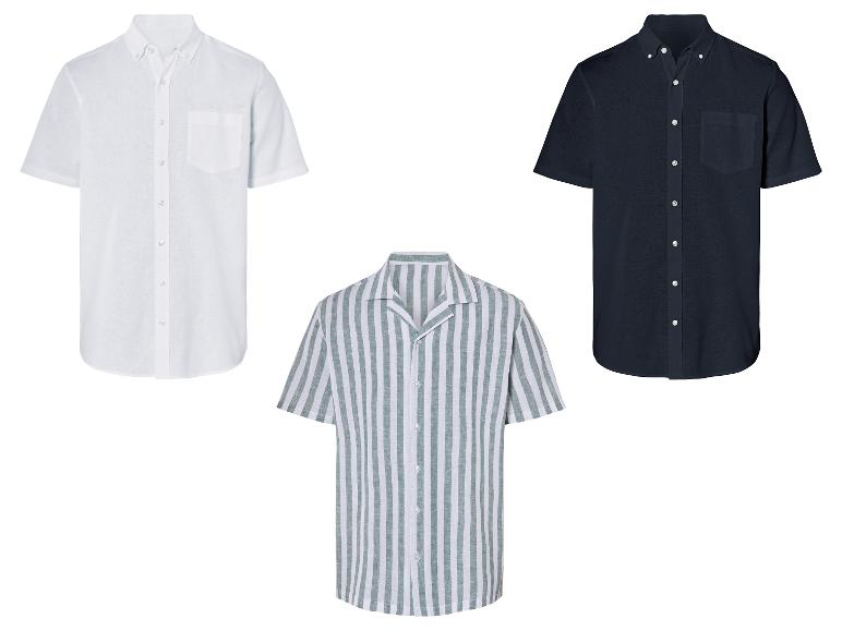 Chemise En Coton Et Lin Col Henley Homme - Chemise Tendance