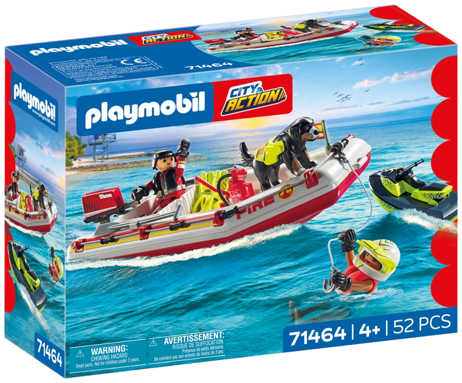 Playmobil Bateau De Pompier Et Scooter des mers 71464