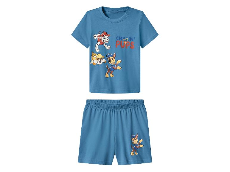 Ensemble de pyjama bleu pour enfants avec les personnages de la Pat' Patrouille et le texte « Chillin' with my Pups ».