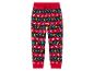 Pantalon de jogging rouge à motif de Noël, avec des rennes, un sapin de Noël et un bonhomme en pain d'épices.