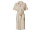 Robe chemise midi beige à manches courtes et ceinture