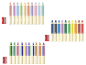 Crayons Crelando 3 en 1, assortiment de couleurs pastel et vives, avec taille-crayon.