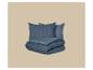 Parure de lit bleue avec housse de couette et taies d'oreiller texturées