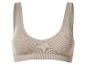 Soutien-gorge de sport côtelé beige avec décolleté en V