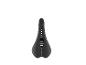Une selle noire Crivit avec mousse à mémoire de forme.