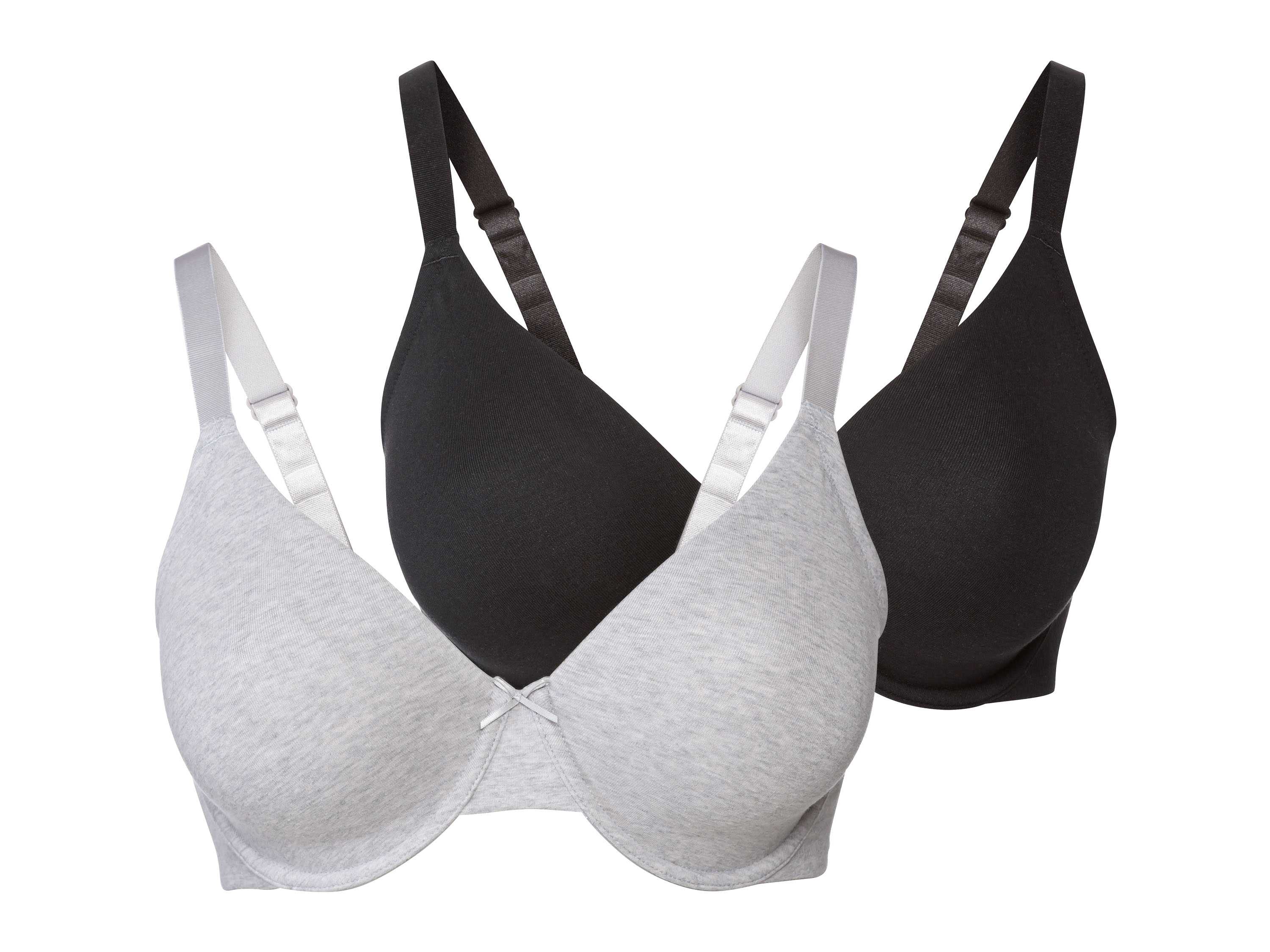esmara® Lot de 2 soutiens-gorge à armatures femme (noir/gris)