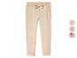Pantalon de jogging beige avec élastique à la taille.