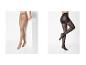 Deux paires de collants transparents, un beige et un noir, avec des caractéristiques sculptantes.