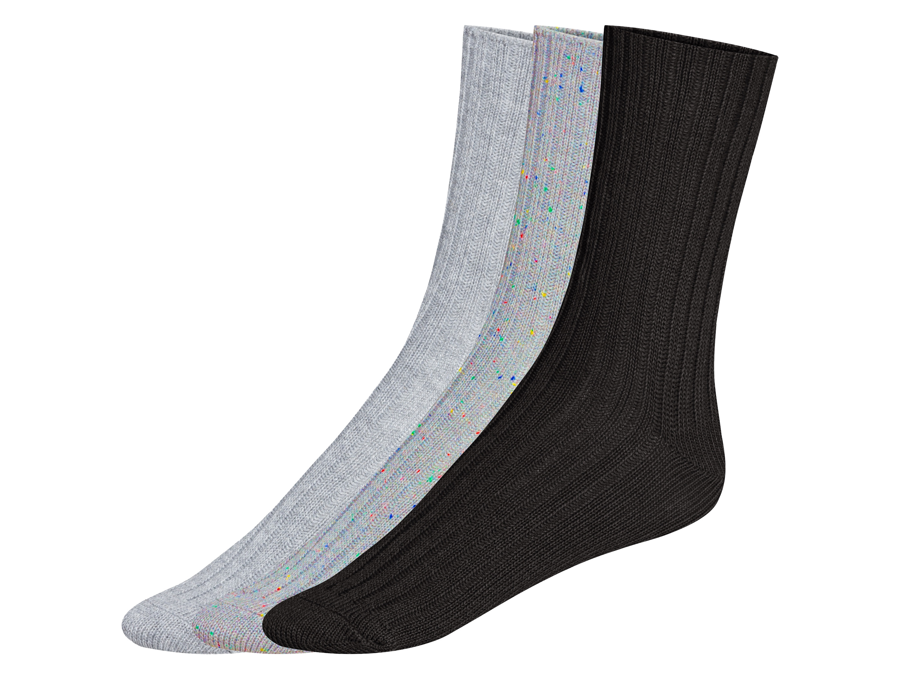 esmara® Lot de 3 paires de chaussettes longues femme (gris/noir, 35-38)