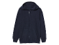 Sweat-shirt à capuche zippé bleu marine.