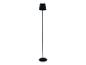 Lampadaire noir moderne avec abat-jour conique.