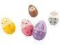 Jouets œufs animaux : poussin, cochon, lapin et mouton.