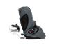 Siège auto enfant gris avec fixations ISOFIX et ceinture de sécurité.