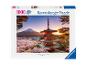 Puzzle de 1000 pièces représentant une pagode japonaise, des cerisiers en fleurs et le mont Fuji.