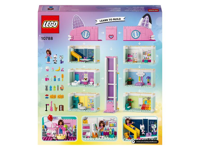 Ensemble LEGO Gabby's Dollhouse 10788 avec instructions de construction et figurines.