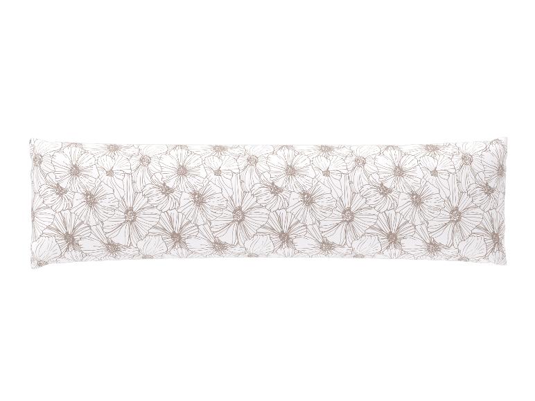 Oreiller de corps blanc avec un motif floral marron clair.