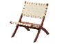 Chaise pliante en bois avec assise et dossier en sangle tissée crème