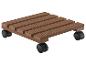 Support en bois pour plantes sur roulettes.