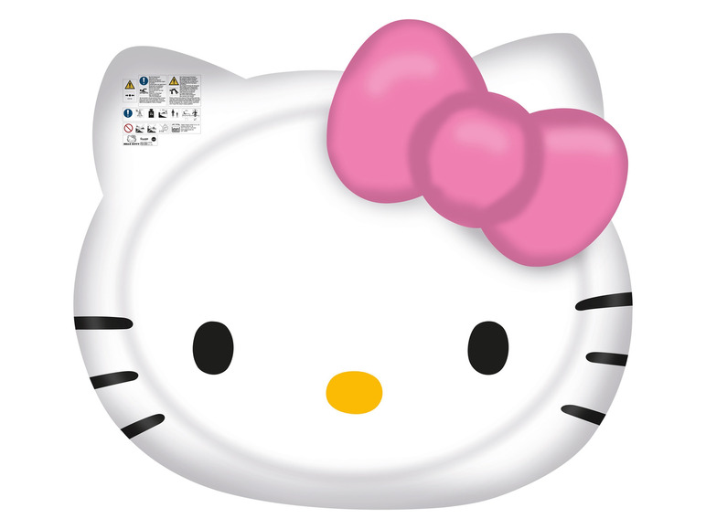Un anneau de natation Hello Kitty blanc avec un nœud rose.