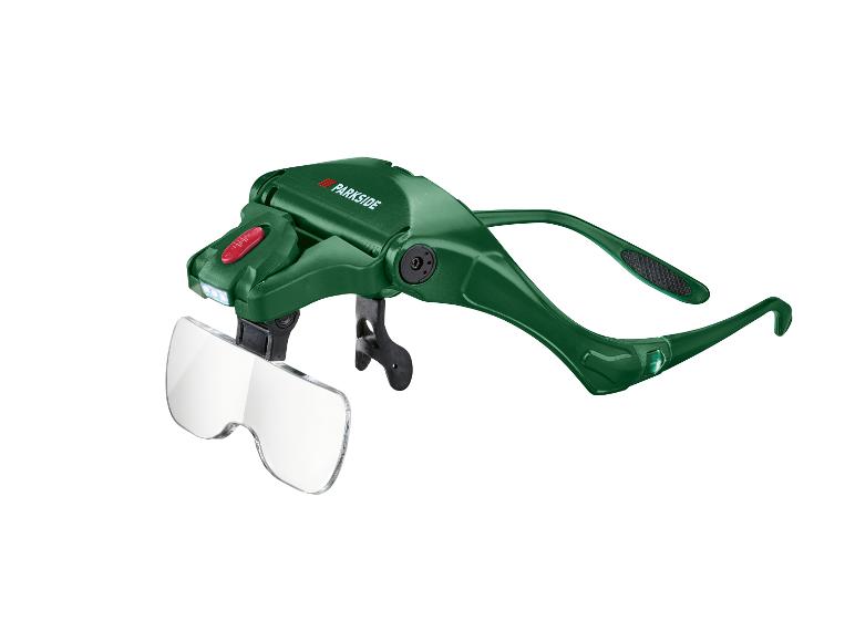 Loupe frontale verte Parkside avec lentilles transparentes et lumière LED