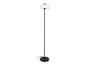 Lampadaire moderne avec abat-jour en verre transparent.