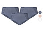 Trois paires de culottes bleues avec de la dentelle.