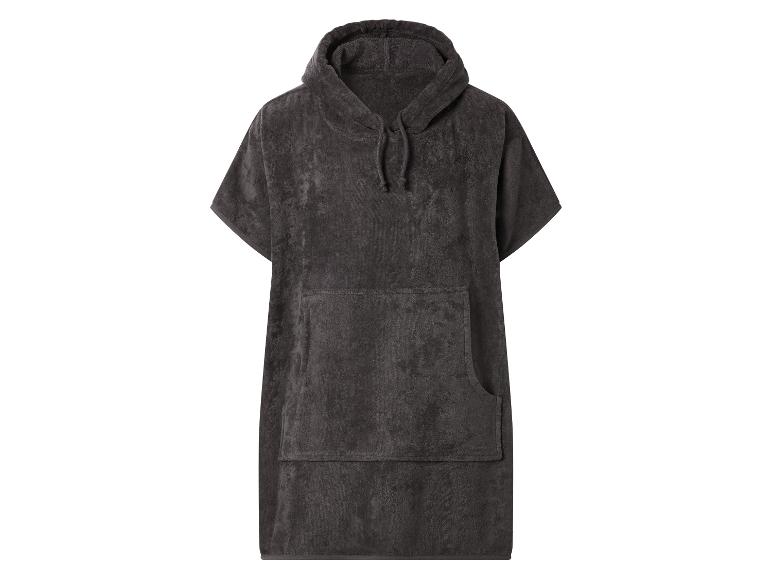 Poncho de bain gris foncé avec capuche et poche