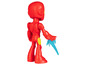 Une figurine Iron Man rouge avec des effets d'énergie bleus.