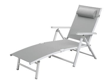 LIVARNO home Chaise longue en aluminium Houston, blanc/gris clair