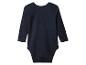 Body bébé bleu foncé à manches longues avec encolure ronde.