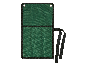 Pochette à outils enroulable verte avec compartiments et lanières de fermeture.