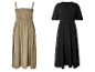 Deux robes longues d'été : une couleur sable et une noire.