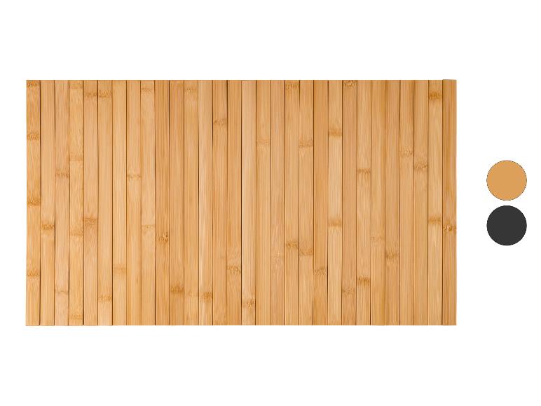 Paillasson en bambou avec palette de couleurs marron et noir.