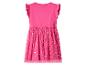 Robe rose avec manches à volants et jupe en tulle scintillante à motif floral