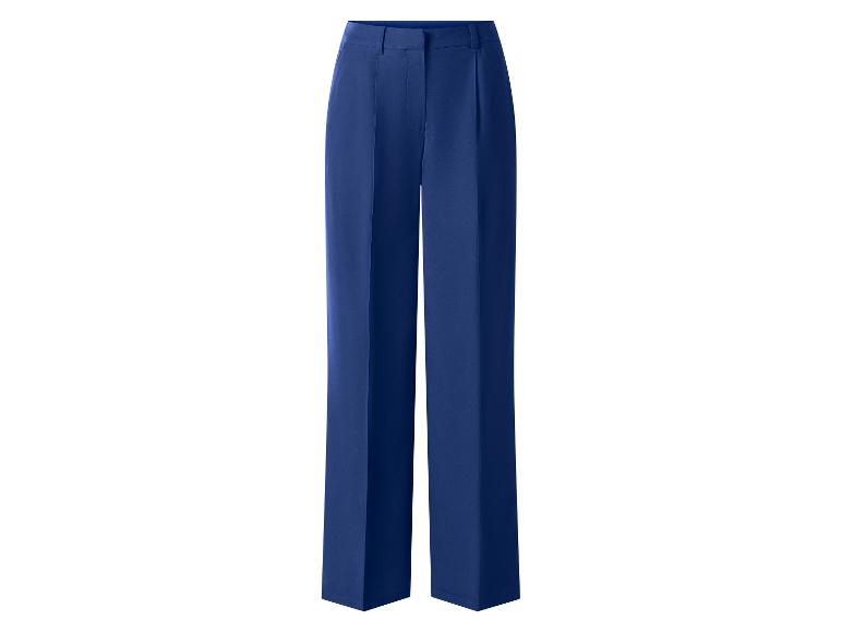 Pantalon bleu foncé à jambes larges avec plis