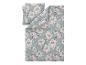 Parure de lit avec housse de couette et taie d'oreiller à motif floral de pivoines roses sur fond vert clair