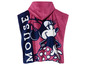 Une robe de bain rose à capuche avec une image de Minnie Mouse